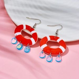 Swim Tube with People Earrings